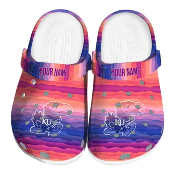 personalized kansas jayhawks wavy stripes clogs best selling