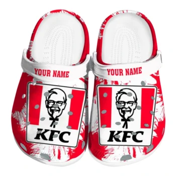 personalized kfc barrel print red white clogs best selling hey clogs