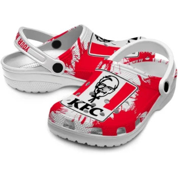 personalized kfc barrel print red white clogs high quality hey clogs