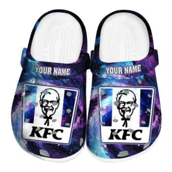 personalized kfc cosmic logo purple blue clogs best selling hey clogs