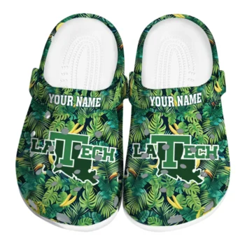 personalized la tech tropical leaves clogs best selling