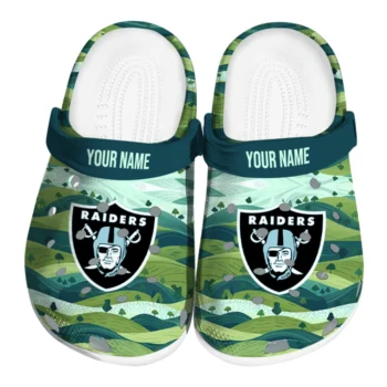 personalized las vegas raiders hills illustration clogs best selling