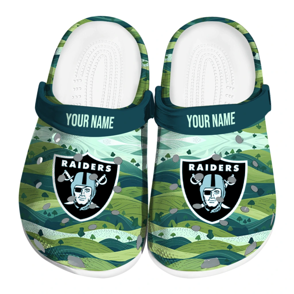 personalized las vegas raiders hills illustration clogs best selling personalized las vegas raiders hills illustration clogs best selling