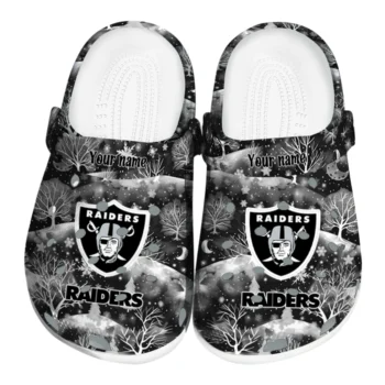 personalized las vegas raiders snowy hills clogs best selling