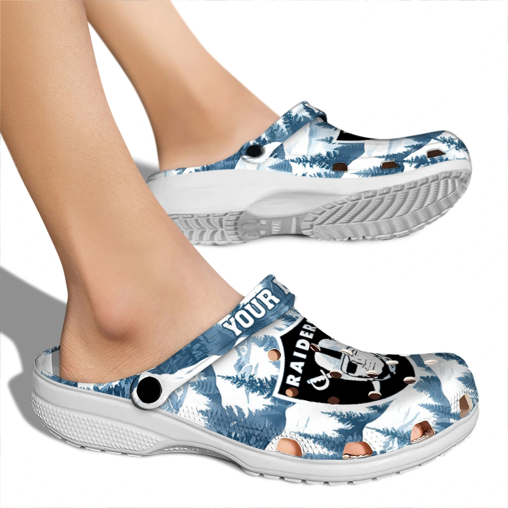 personalized las vegas raiders snowy mountains clogs fashion forward personalized las vegas raiders snowy mountains clogs fashion forward