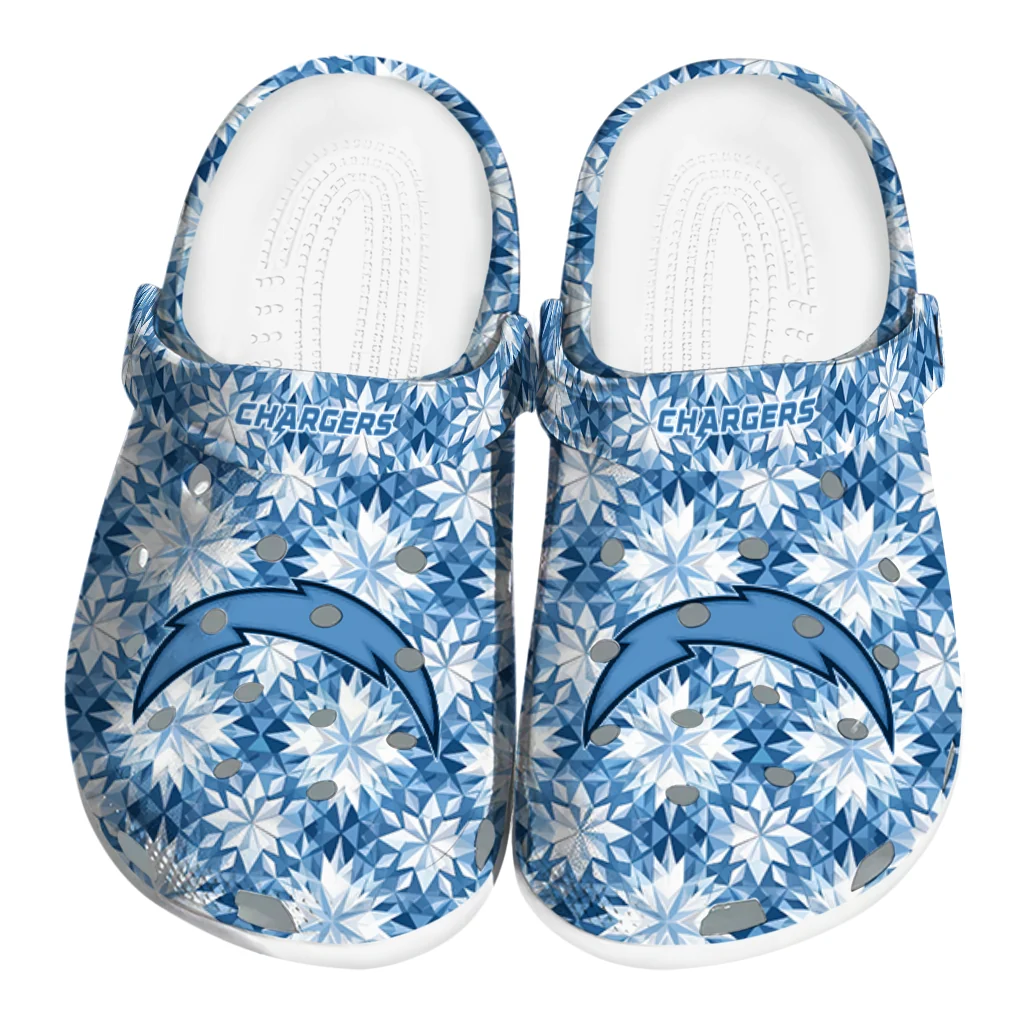 personalized los angeles chargers snowflake mosaic clogs best selling personalized los angeles chargers snowflake mosaic clogs best selling