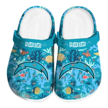 personalized los angeles chargers tropical fish ocean clogs best selling