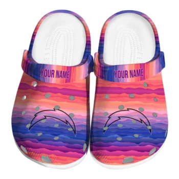 personalized los angeles chargers wavy stripes clogs best selling