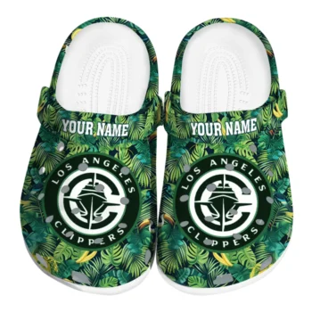 personalized los angeles clippers tropical leaves clogs best selling