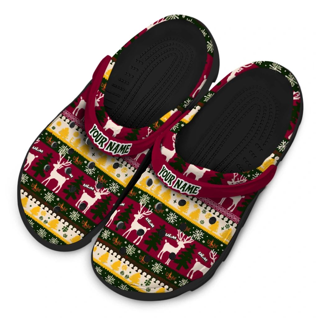 personalized louisiana monroe warhawks christmas motif clogs latest model personalized louisiana monroe warhawks christmas motif clogs latest model
