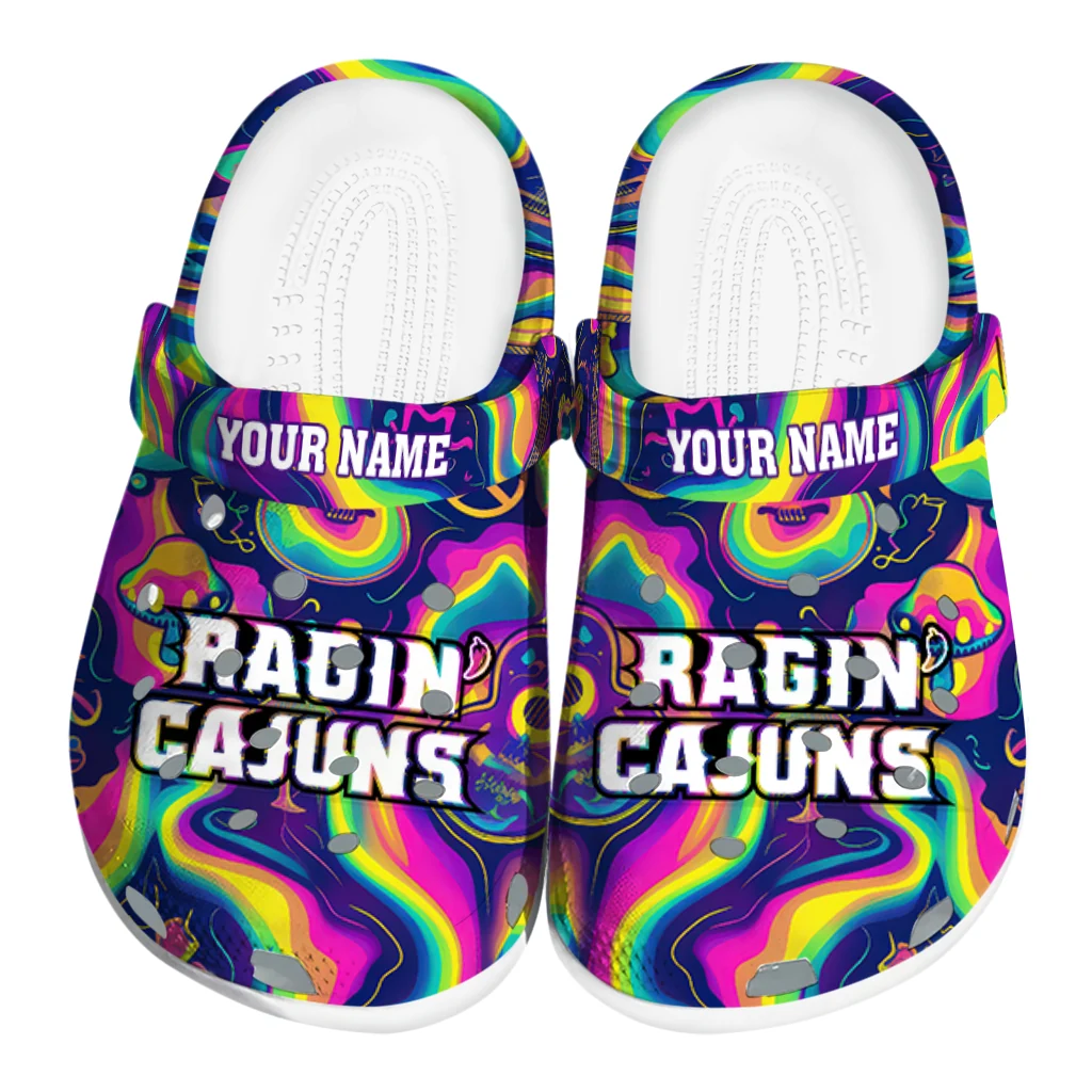 personalized louisiana ragin cajuns swirling mushrooms clogs best selling personalized louisiana ragin cajuns swirling mushrooms clogs best selling
