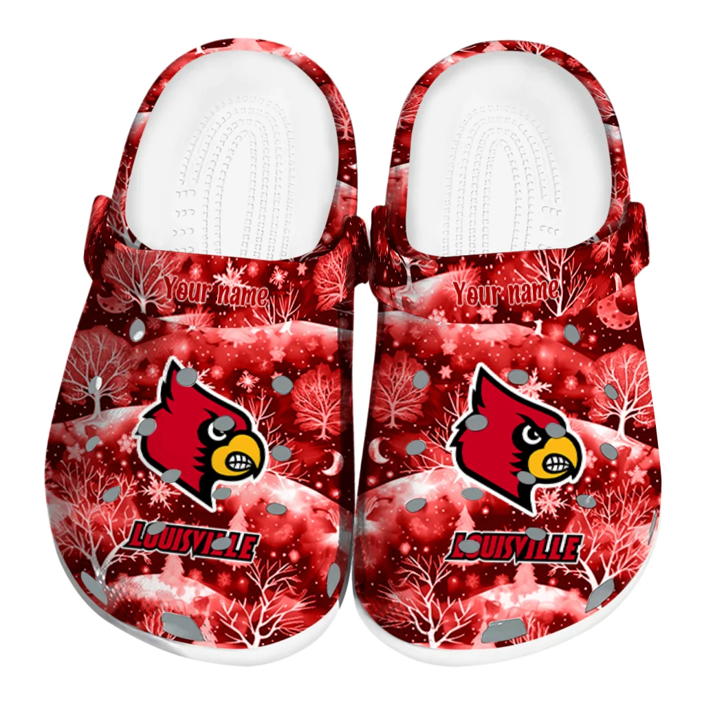 personalized louisville cardinals snowy hills clogs best selling personalized louisville cardinals snowy hills clogs best selling