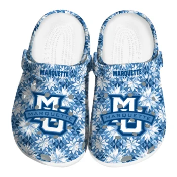 personalized marquette golden eagles snowflake mosaic clogs best selling