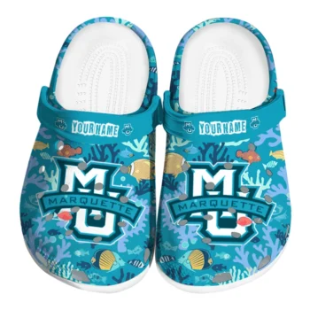personalized marquette golden eagles tropical fish ocean clogs best selling