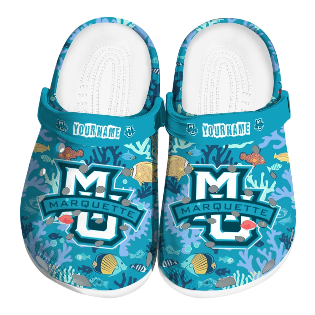 personalized marquette golden eagles tropical fish ocean clogs best selling personalized marquette golden eagles tropical fish ocean clogs best selling