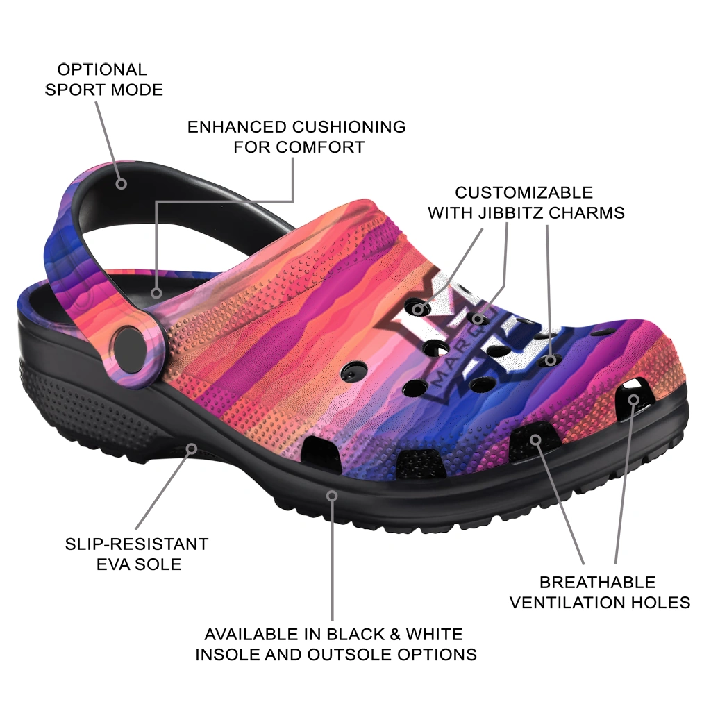 personalized marquette golden eagles wavy stripes clogs new arrival personalized marquette golden eagles wavy stripes clogs new arrival