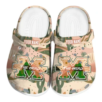 personalized marshall thundering herd desert cactus pattern clogs best selling
