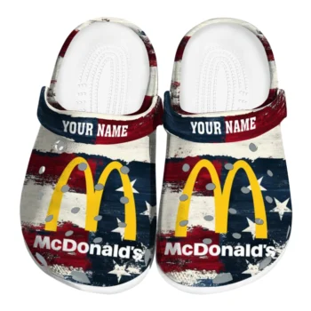 personalized mcdonalds flag arches red white clogs best selling hey clogs