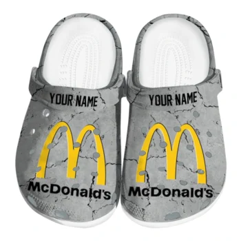 personalized mcdonalds logo marble gray yellow clogs best selling hey clogs