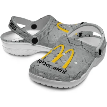 personalized mcdonalds logo marble gray yellow clogs high quality hey clogs