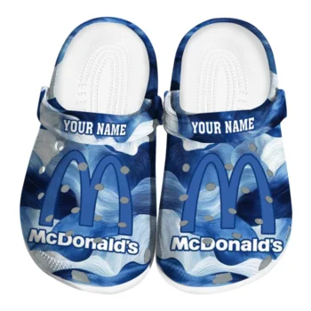personalized mcdonalds m swirl blue white clogs best selling hey clogs