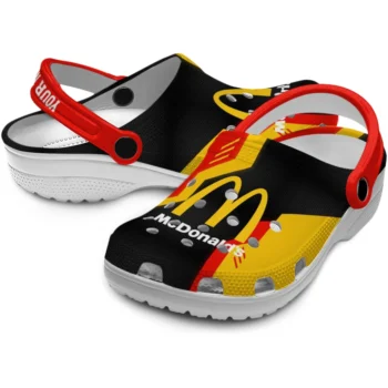 personalized mcdonalds mcdonalds lettering black red clogs high quality hey clogs