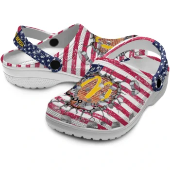 personalized mcdonalds patriotic burger red blue clogs high quality hey clogs