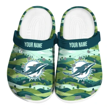 personalized miami dolphins hills illustration clogs best selling