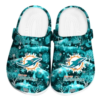 personalized miami dolphins snowy hills clogs best selling