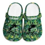 personalized miami marlins tropical leaves clogs best selling