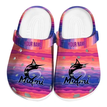 personalized miami marlins wavy stripes clogs best selling