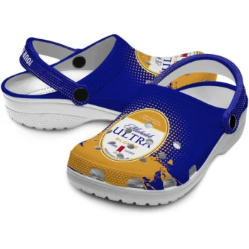 personalized michelob ultra blonde crest blue yellow clogs high quality hey clogs