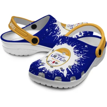 personalized michelob ultra crest blue yellow clogs high quality hey clogs