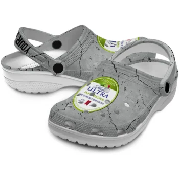 personalized michelob ultra facts badge gray clogs high quality hey clogs