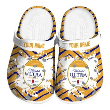 personalized michelob ultra logo orange blue clogs best selling hey clogs