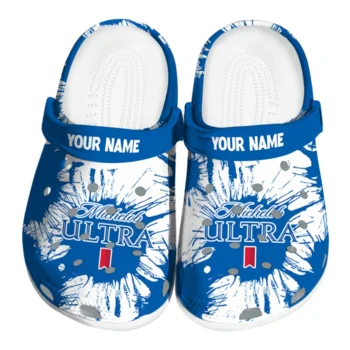 personalized michelob ultra paint name blue white clogs best selling hey clogs