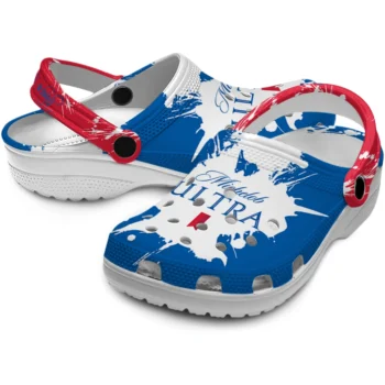 personalized michelob ultra signature splash blue white clogs high quality hey clogs