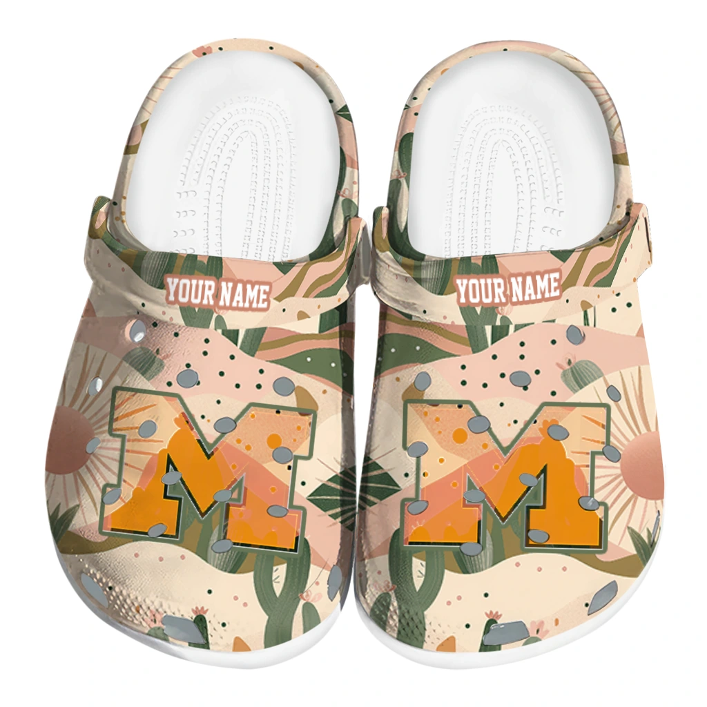 personalized michigan wolverines desert cactus pattern clogs best selling personalized michigan wolverines desert cactus pattern clogs best selling
