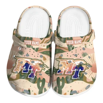personalized middle tennessee blue raiders desert cactus pattern clogs best selling