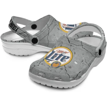 personalized miller lite cracked pattern gray clogs high quality hey clogs