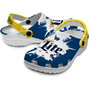 personalized miller lite splatter accent blue white clogs high quality hey clogs