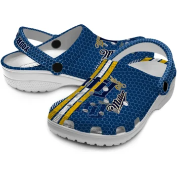 personalized miller lite stripes blue yellow clogs high quality hey clogs