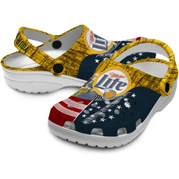 personalized miller lite usa flag yellow blue clogs high quality hey clogs