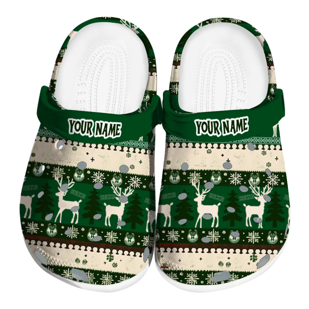 personalized milwaukee bucks christmas motif clogs best selling personalized milwaukee bucks christmas motif clogs best selling