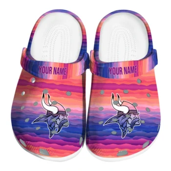 personalized minnesota vikings wavy stripes clogs best selling