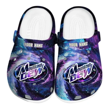 personalized mountain dew galaxy purple blue clogs best selling hey clogs