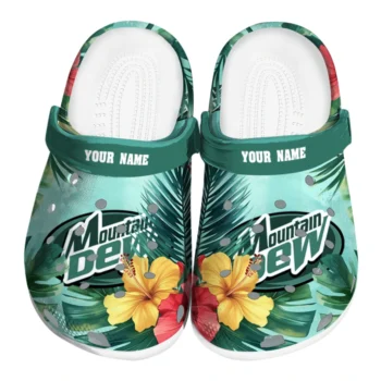 personalized mountain dew hawaii green red clogs best selling hey clogs
