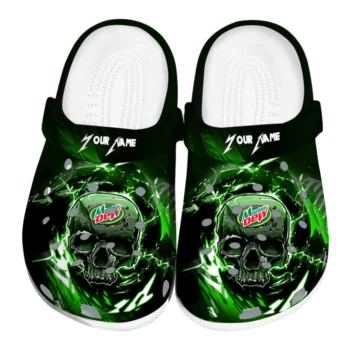 personalized mountain dew skull burst black green clogs best selling hey clogs