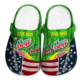 personalized mountain dew stars cluster green red clogs best selling hey clogs