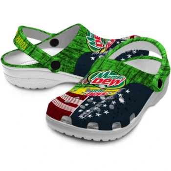 personalized mountain dew stars cluster green red clogs high quality hey clogs